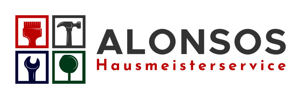 Alonsos Hausmeisterservice Logo Quer mit Hintergrund